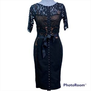 Bequile by Byron Lars Carissima Sheath Dress for Anthropologie Black Lace Sz 4P